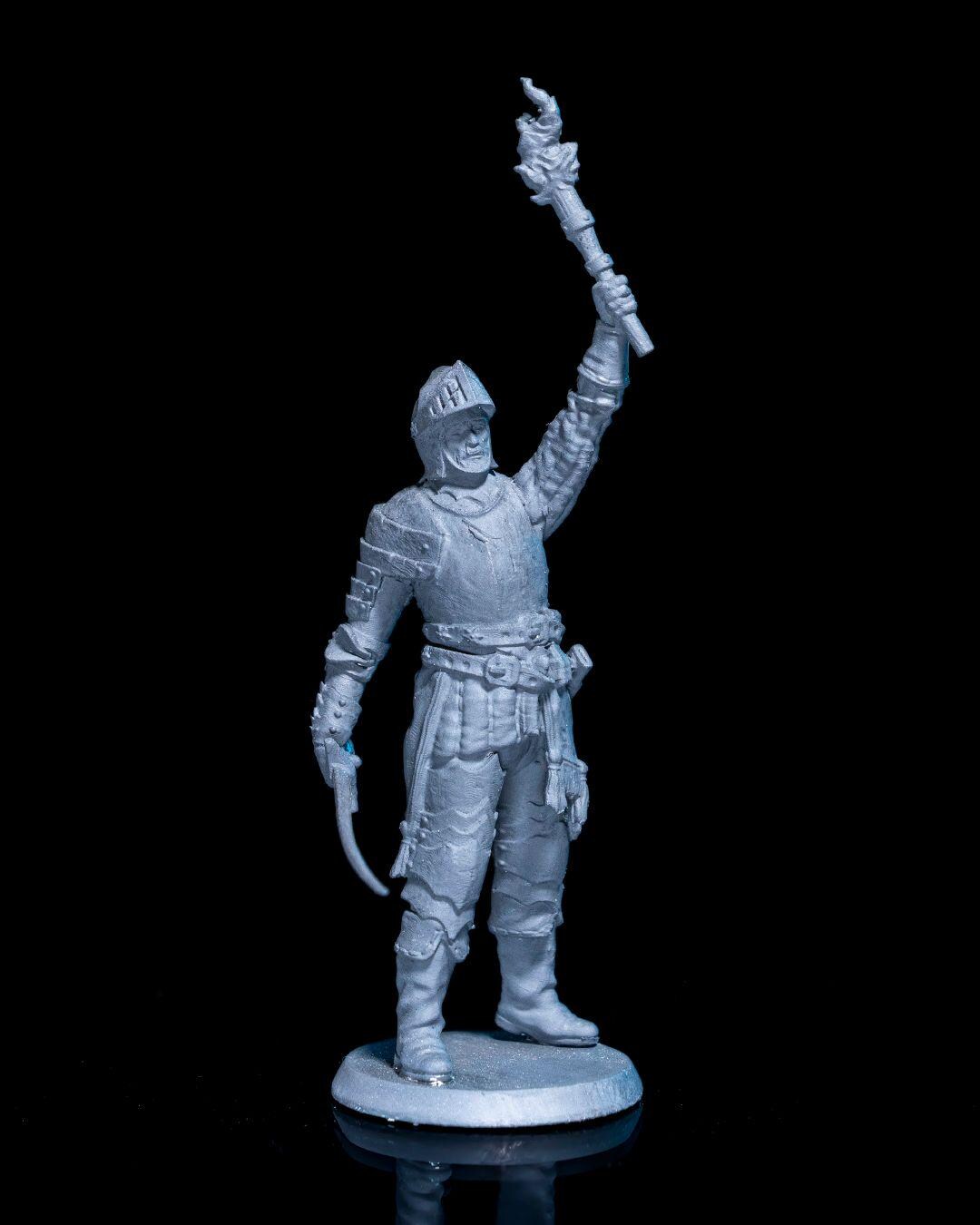 Ravenhold Guard Miniature Unpainted | 3D Printed Fantasy Castle Guard Model | DnD Town Guard Figure | Resin & PLA Paintable Miniature UK