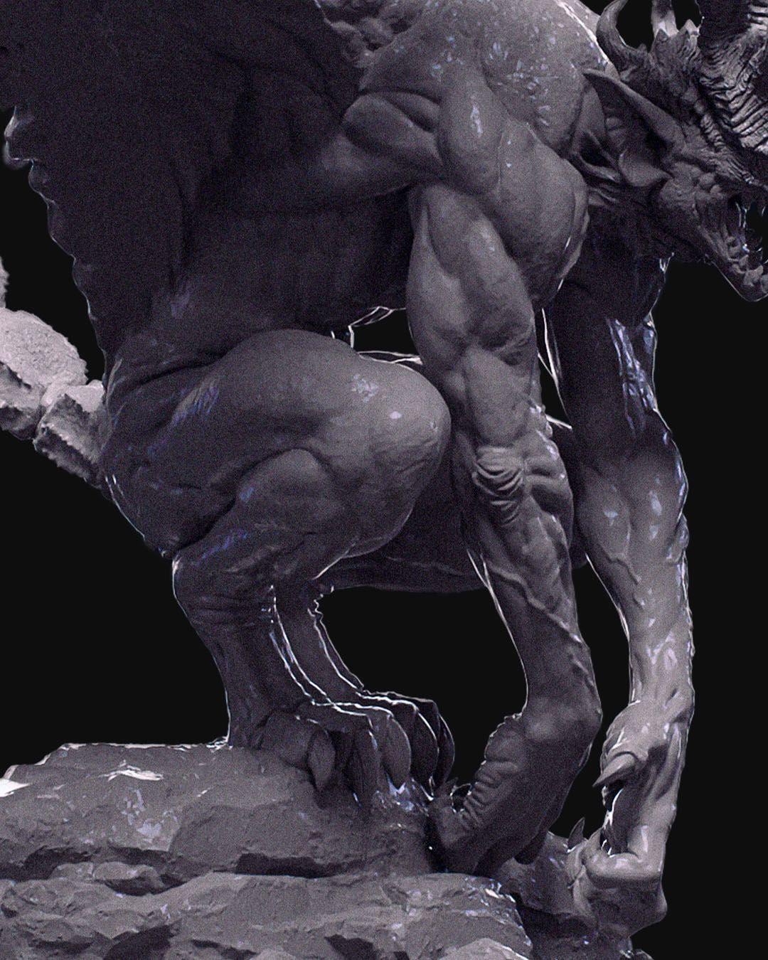 Winged Demon Miniature Unpainted | 3D Printed Fantasy Resin Model | DnD Demon Figure | Gothic Horror Tabletop Miniature