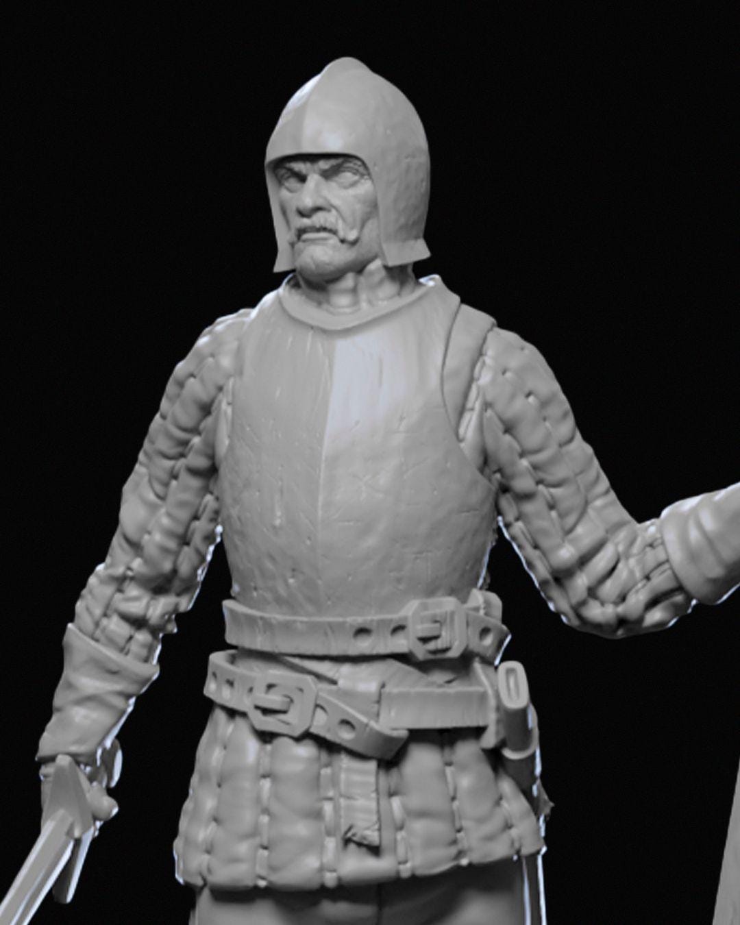 Ravenhold Infantry Miniature Unpainted | 3D Printed Fantasy Foot Soldier Model | DnD Guard or Fighter NPC | Resin & PLA Miniature UK
