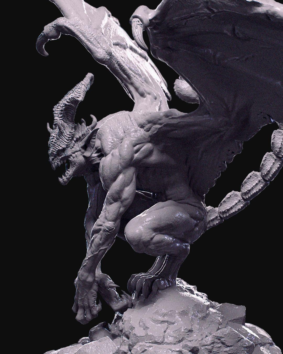 Winged Demon Miniature Unpainted | 3D Printed Fantasy Resin Model | DnD Demon Figure | Gothic Horror Tabletop Miniature