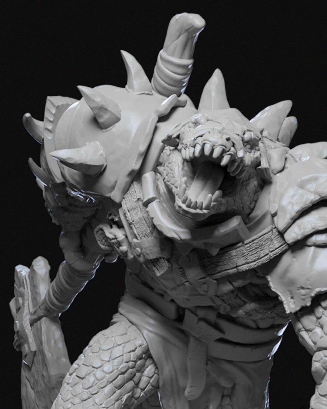 Arak Chief Miniature Unpainted | 3D Printed Reptilian Tribal Leader Model | DnD Lizardfolk Boss Figure | Resin & PLA Miniature UK