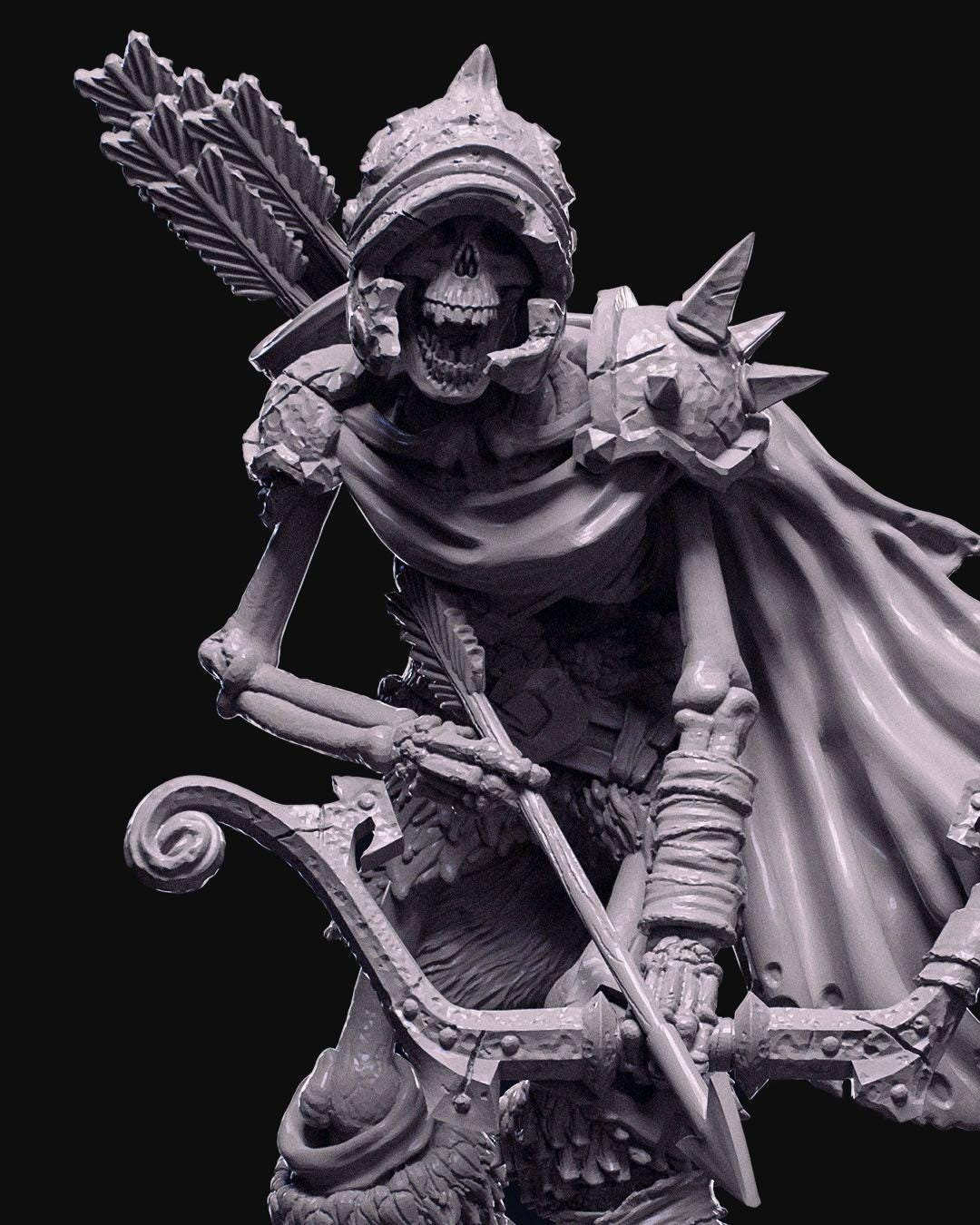 Skeleton Archer Miniature Unpainted | 3D Printed Undead Bowmen for DnD or Wargaming | Resin & PLA Paintable Skeleton Figure UK