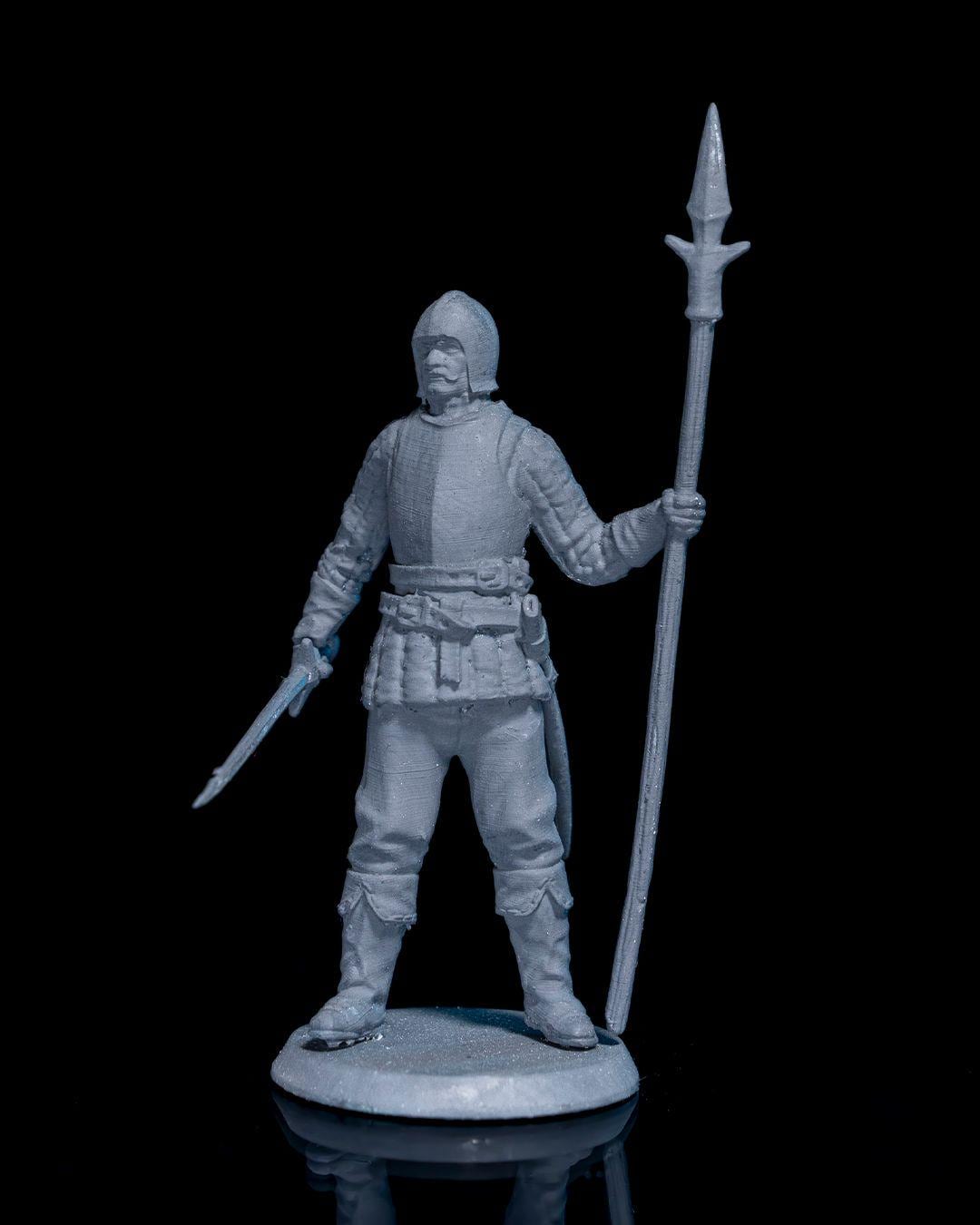 Ravenhold Infantry Miniature Unpainted | 3D Printed Fantasy Foot Soldier Model | DnD Guard or Fighter NPC | Resin & PLA Miniature UK