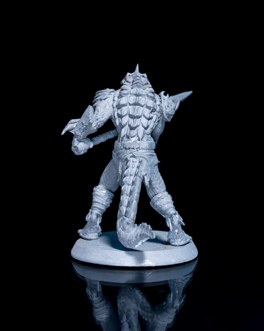 Arak Soldier Miniature Unpainted | 3D Printed Fantasy Reptile Warrior Model | DnD Monster Figure | Paintable Resin & PLA Miniature UK