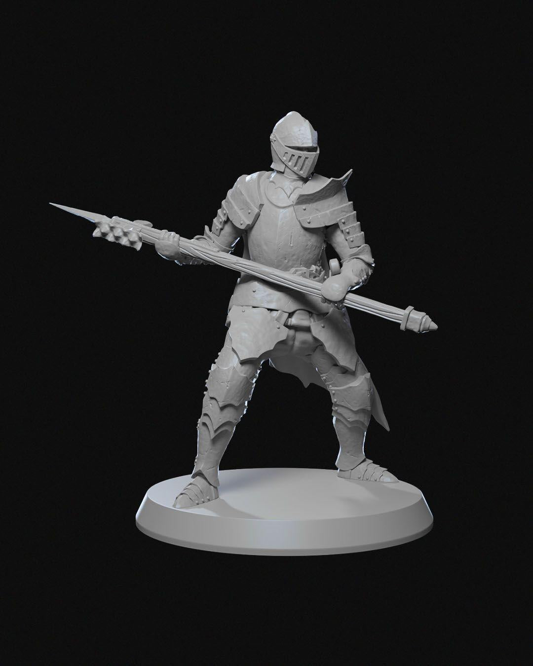 Ravenhold Knight Miniature Unpainted | 3D Printed Fantasy Armoured Warrior | DnD Hero Figure | Resin & PLA Paintable Miniature UK