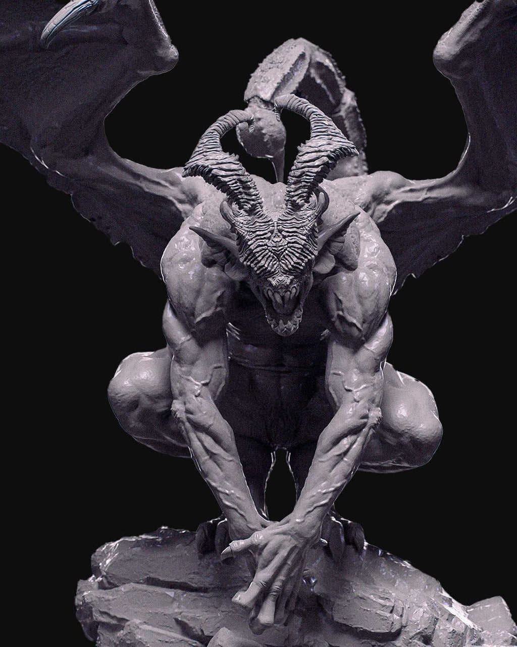 Winged Demon Miniature Unpainted | 3D Printed Fantasy Resin Model | DnD Demon Figure statue  | Gothic Horror Tabletop Miniature