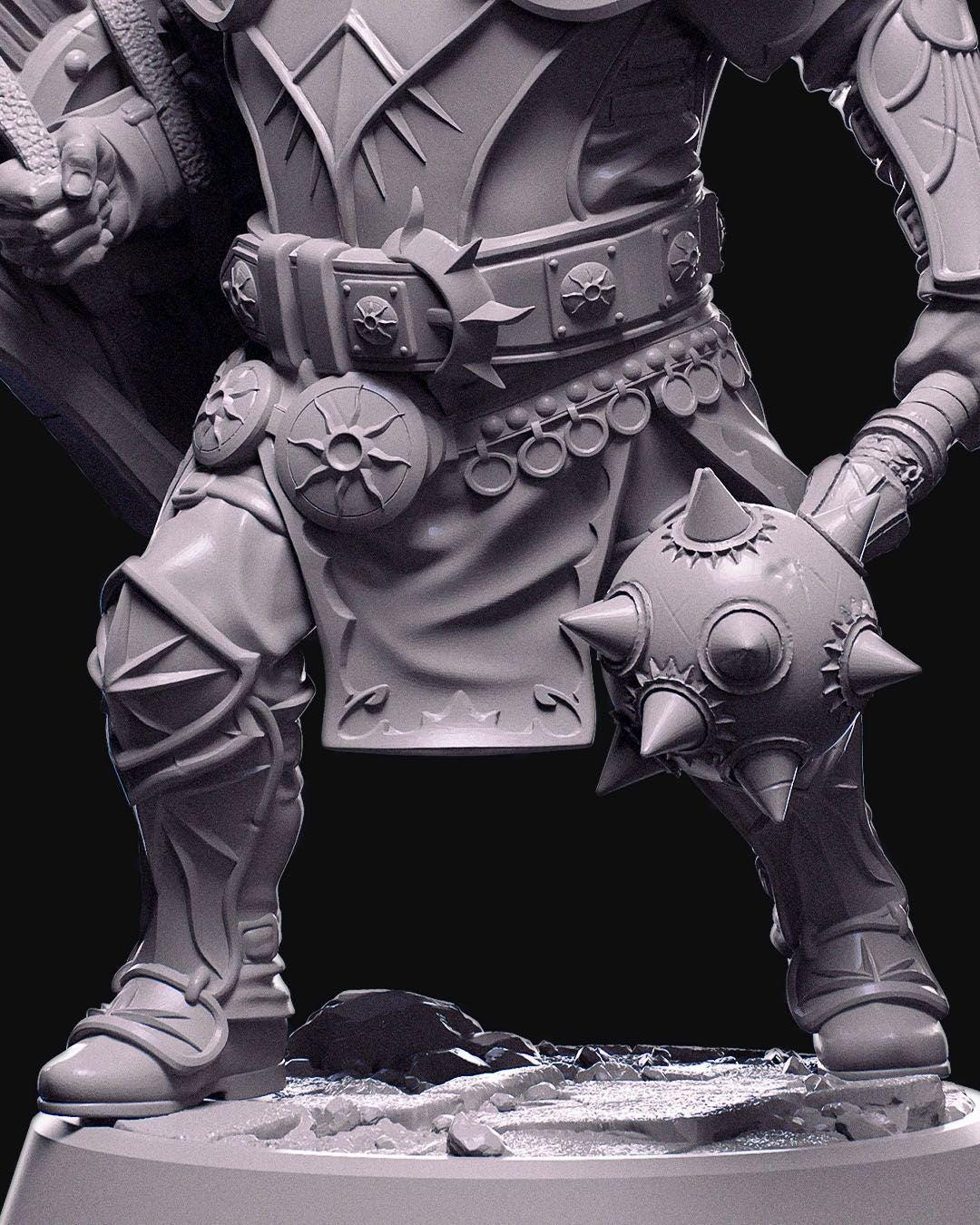 Oloven Sunpride Miniature Unpainted | 3D Printed Fantasy Paladin Model | DnD Hero or Villain Mini | Resin & PLA Paintable Figure UK