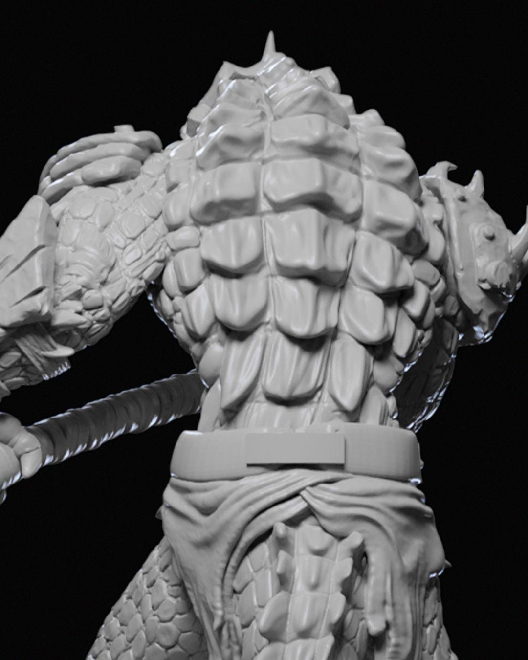 Arak Soldier Miniature Unpainted | 3D Printed Fantasy Reptile Warrior Model | DnD Monster Figure | Paintable Resin & PLA Miniature UK