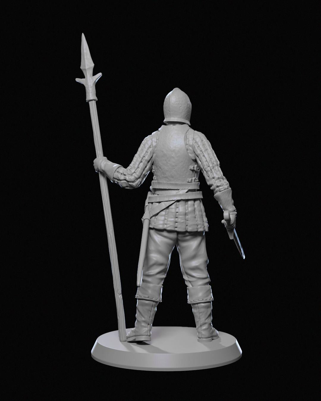 Ravenhold Infantry Miniature Unpainted | 3D Printed Fantasy Foot Soldier Model | DnD Guard or Fighter NPC | Resin & PLA Miniature UK