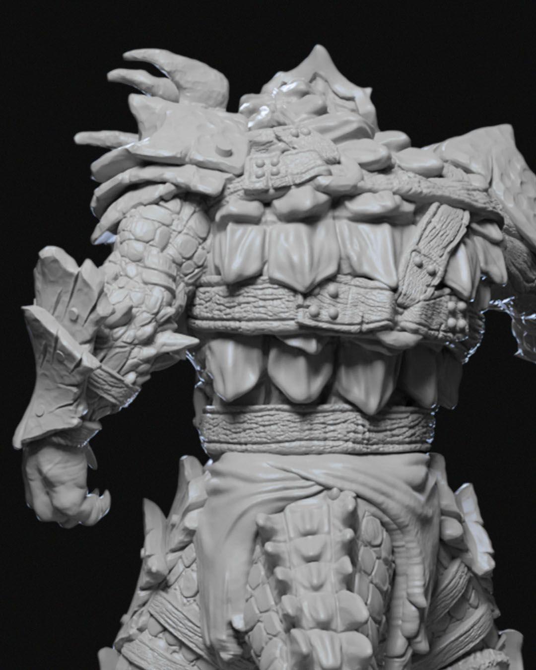 Arak General Burik Miniature Unpainted | 3D Printed Fantasy Reptilian Warlord Model | DnD Monster Boss Figure | Resin Miniature UK
