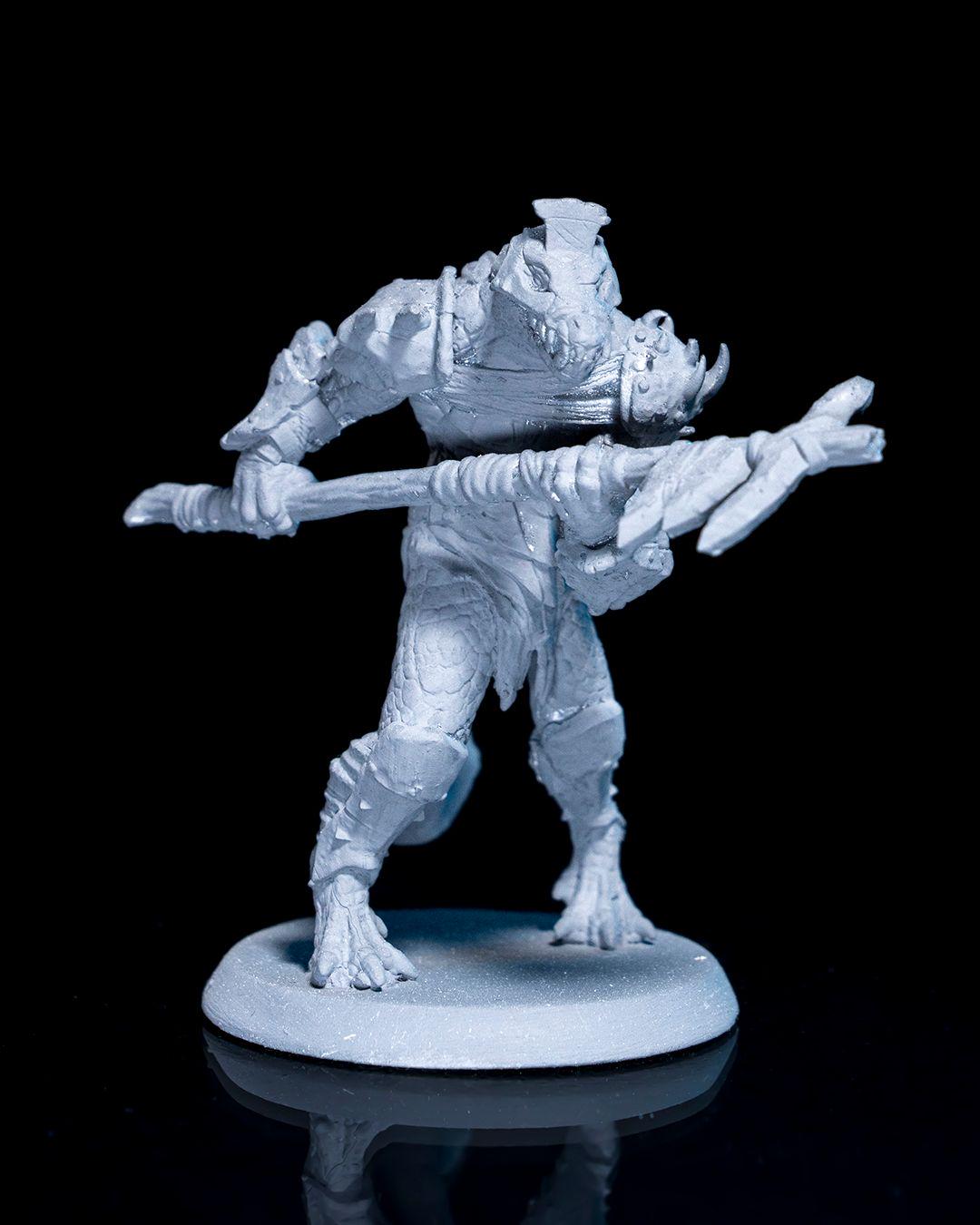 Arak Soldier Miniature 02 Unpainted | 3D Printed Fantasy Reptilian Warrior Figure | DnD Monster or Enemy Mini | Resin & PLA UK Model
