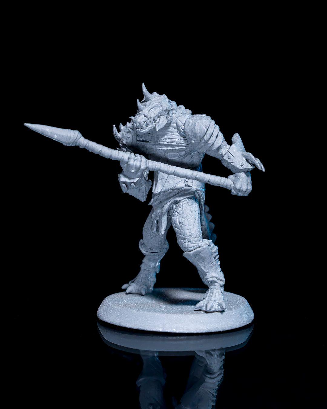 Arak Soldier Miniature Unpainted | 3D Printed Fantasy Reptile Warrior Model | DnD Monster Figure | Paintable Resin & PLA Miniature UK