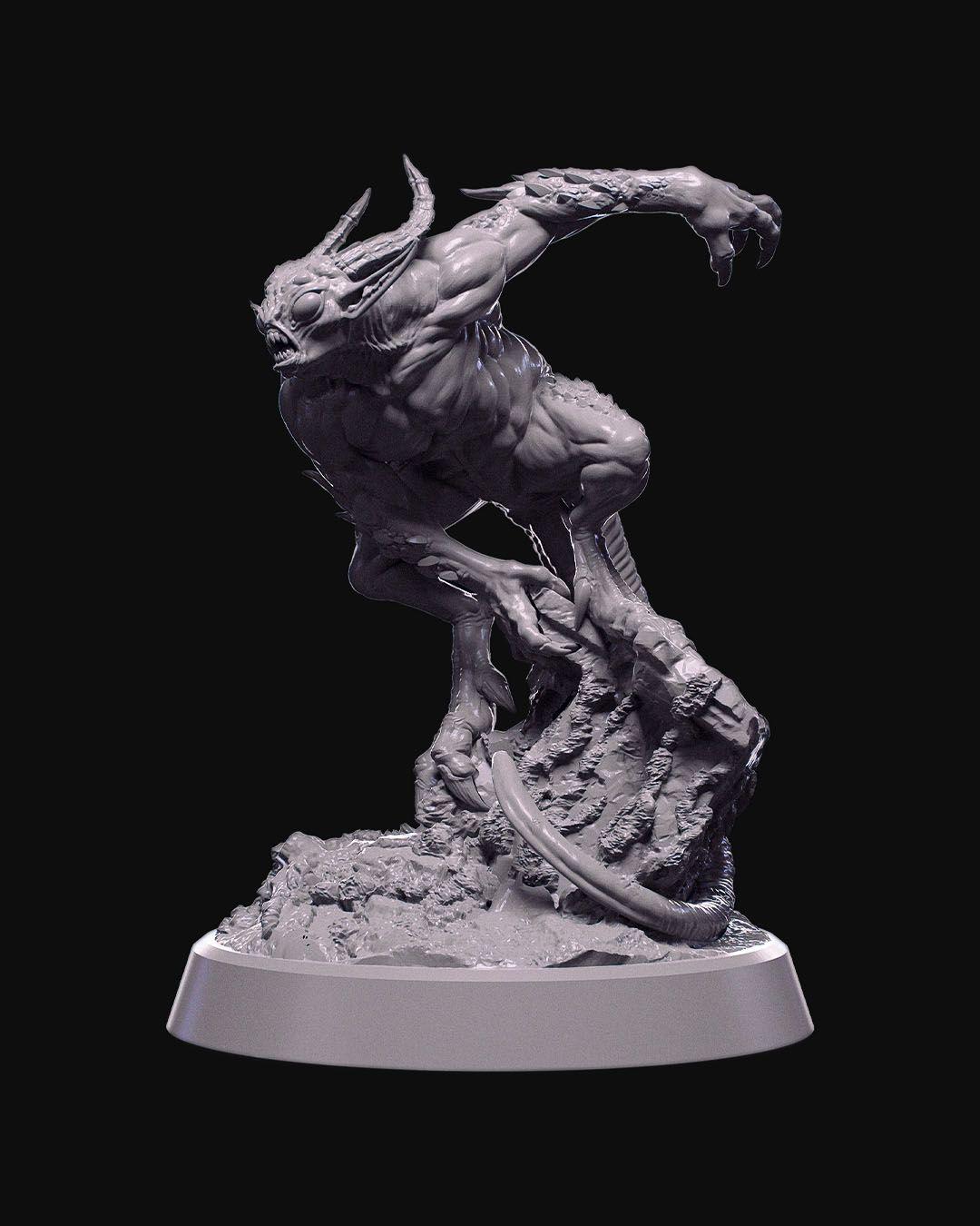Demon Minion Miniature Unpainted | 3D Printed Fantasy Monster Figure | DnD Fiend Enemy | Resin & PLA Tabletop Miniature for Painting