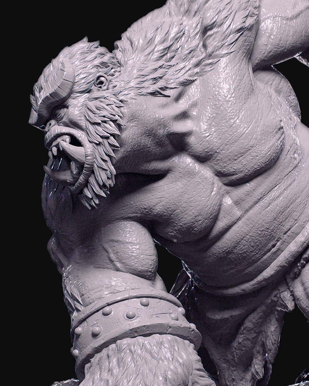 Demon Brute Miniature Unpainted | Large Fantasy Monster Figure for DnD or Wargaming | 3D Printed Resin & PLA Demon | Paintable Boss Model