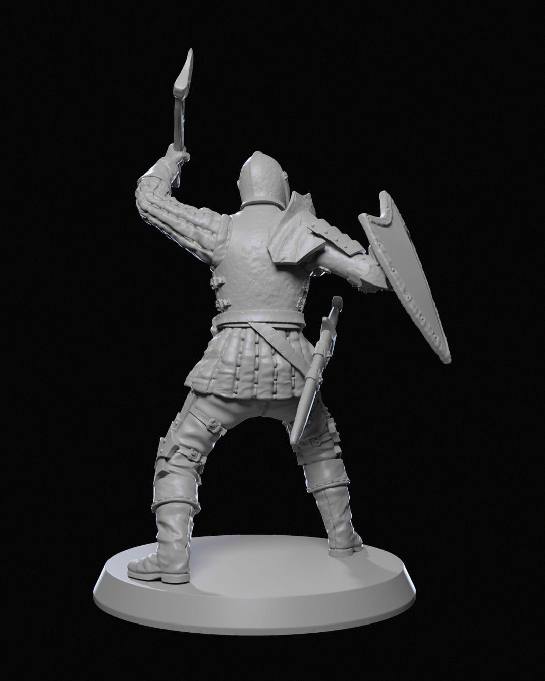 Ravenhold Guard Miniature 02 Unpainted | 3D Printed Fantasy City Guard Model | DnD Soldier or NPC Figure | Resin & PLA Miniature UK