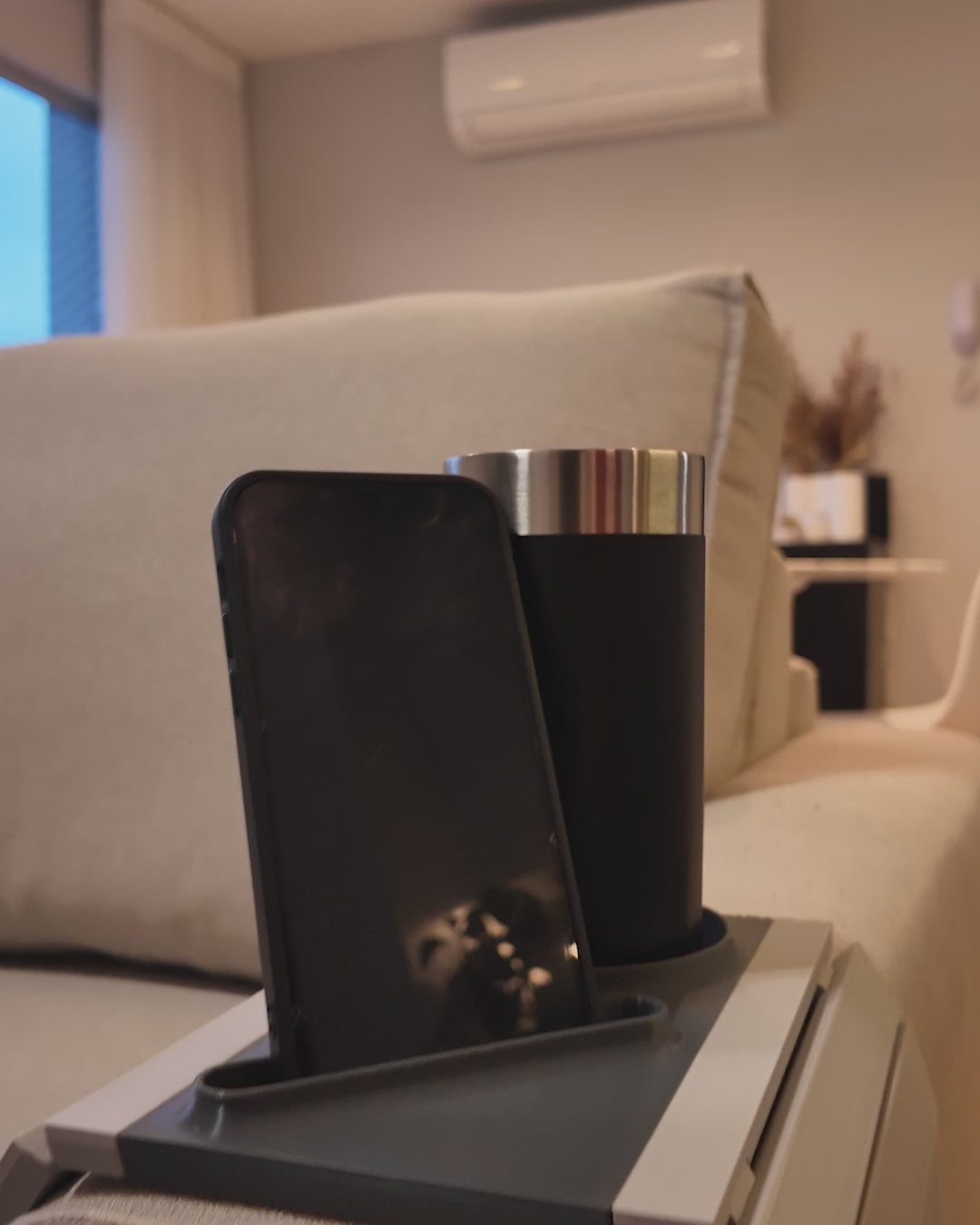 🛋️ Couch Arm Rest Caddy – Wide 3D Printed Sofa Tray with Phone, Snack & Drink Holder