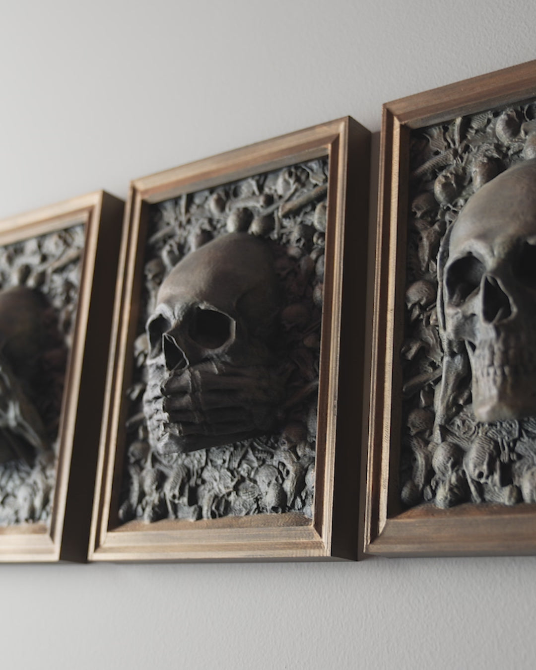 Three Wise Skulls (Set of 3) – Halloween Desk Ornaments | Gothic Office Décor | Spooky Collectible Figurines