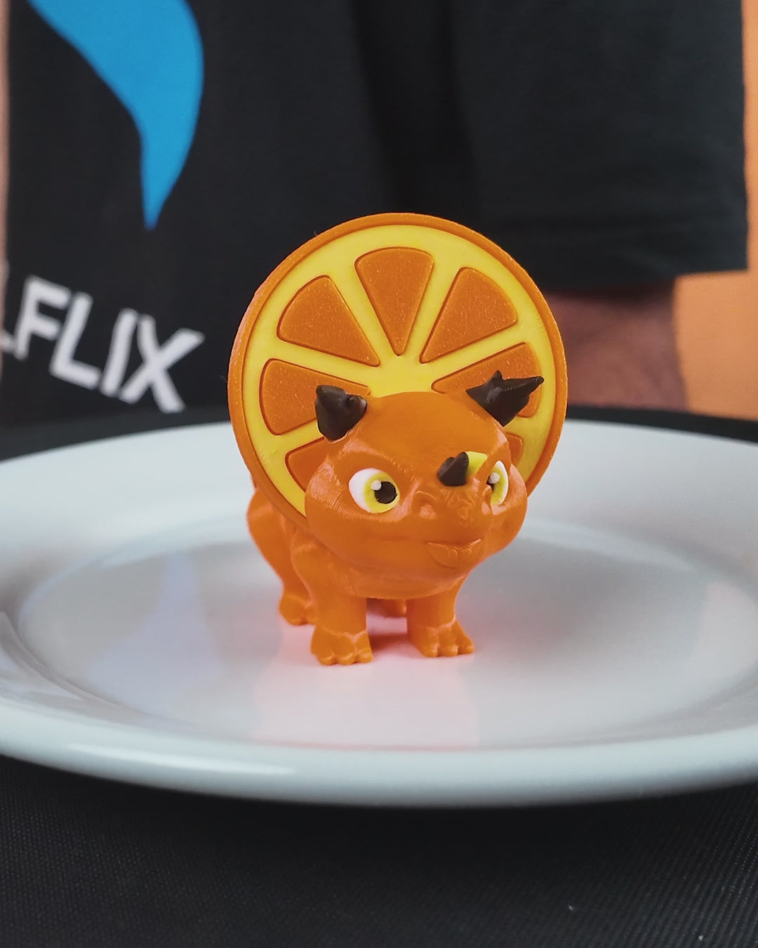 Orange Sliceratops – 3D Printed Dinosaur Fruit Desk Decor